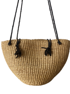 Woven Rattan Bag with Braided Leather Strap
