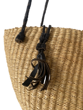Woven Rattan Bag with Braided Leather Strap