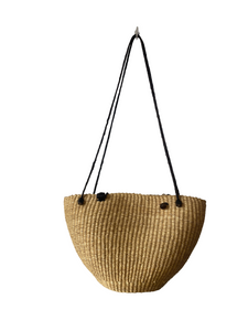 Woven Rattan Bag with Braided Leather Strap