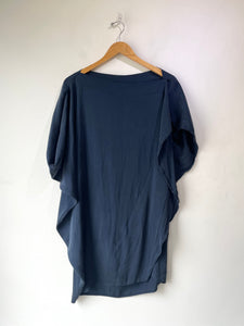 Zero + Maria Cornejo Navy Silk Asymmetrical Dress