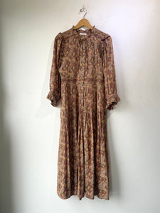 Doen Brown Floral Drop Waist Monet Dress