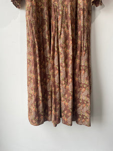 Doen Brown Floral Drop Waist Monet Dress