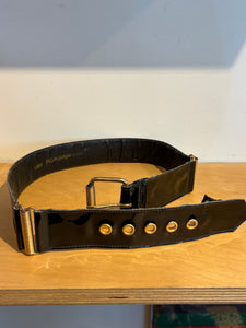 Yves Saint Laurent Black Patent Leather Belt