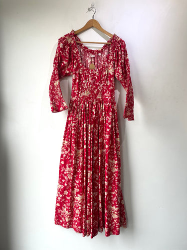 Doen Red Floral Meribel Prairie Dress