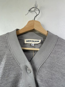 Caron Callahan Gray Knit Button-Up Cardigan