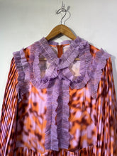 Inshade Orange and Purple Pleated Ruffly Dress