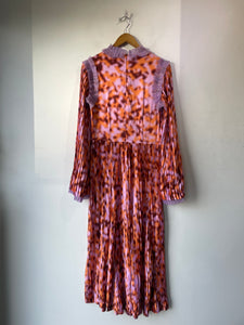 Inshade Orange and Purple Pleated Ruffly Dress