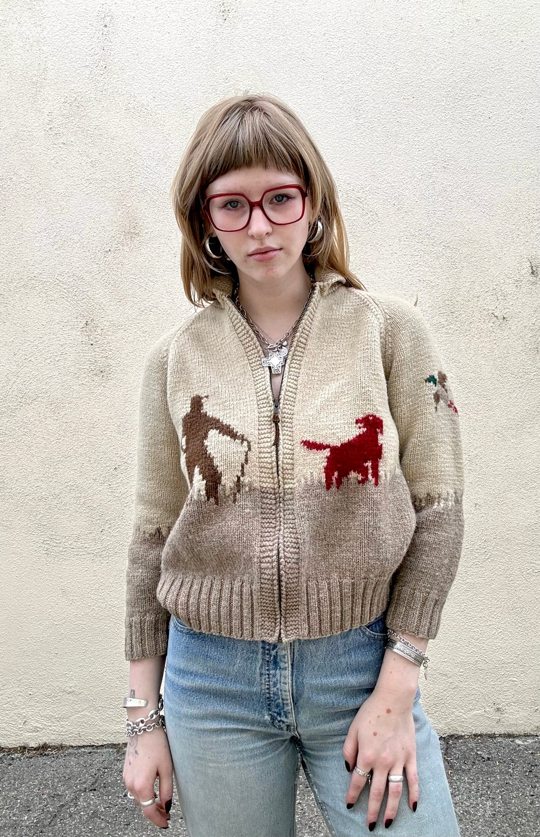 Vintage Ralph Lauren Hunting Scene Knit Cardigan