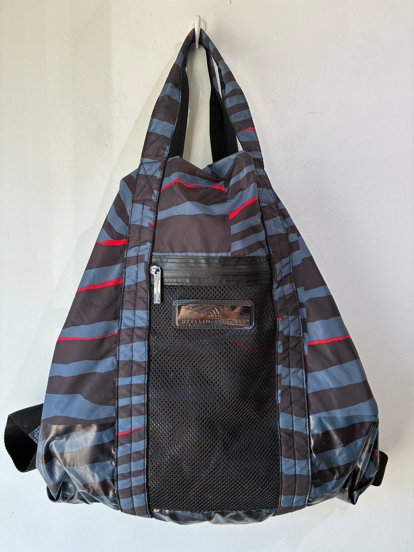 adidas by stella mccartney backpack women's Stella McCartney + Adidas Black and Blue Nylon Backpack – The Curatorial Dept