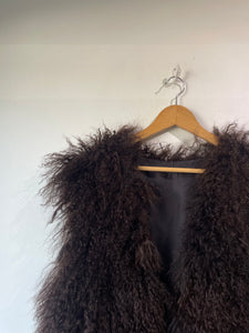 Brown Mongolian Lamb Shaggy Fur Vest