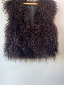 Brown Mongolian Lamb Shaggy Fur Vest