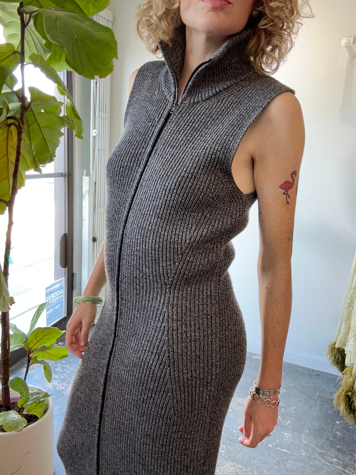 Maison Martin Margiela Grey Knit Midi Dress - The Curatorial Dept.
