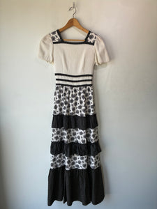 Black and White Floral and Polka Dot Maxi Dress