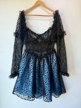 Batsheva Black and Blue Polka Dot Dress