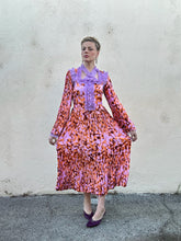 Inshade Orange and Purple Pleated Ruffly Dress