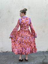 Inshade Orange and Purple Pleated Ruffly Dress