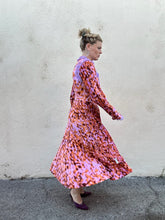 Inshade Orange and Purple Pleated Ruffly Dress