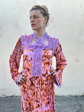 Inshade Orange and Purple Pleated Ruffly Dress