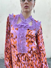 Inshade Orange and Purple Pleated Ruffly Dress