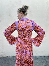 Inshade Orange and Purple Pleated Ruffly Dress