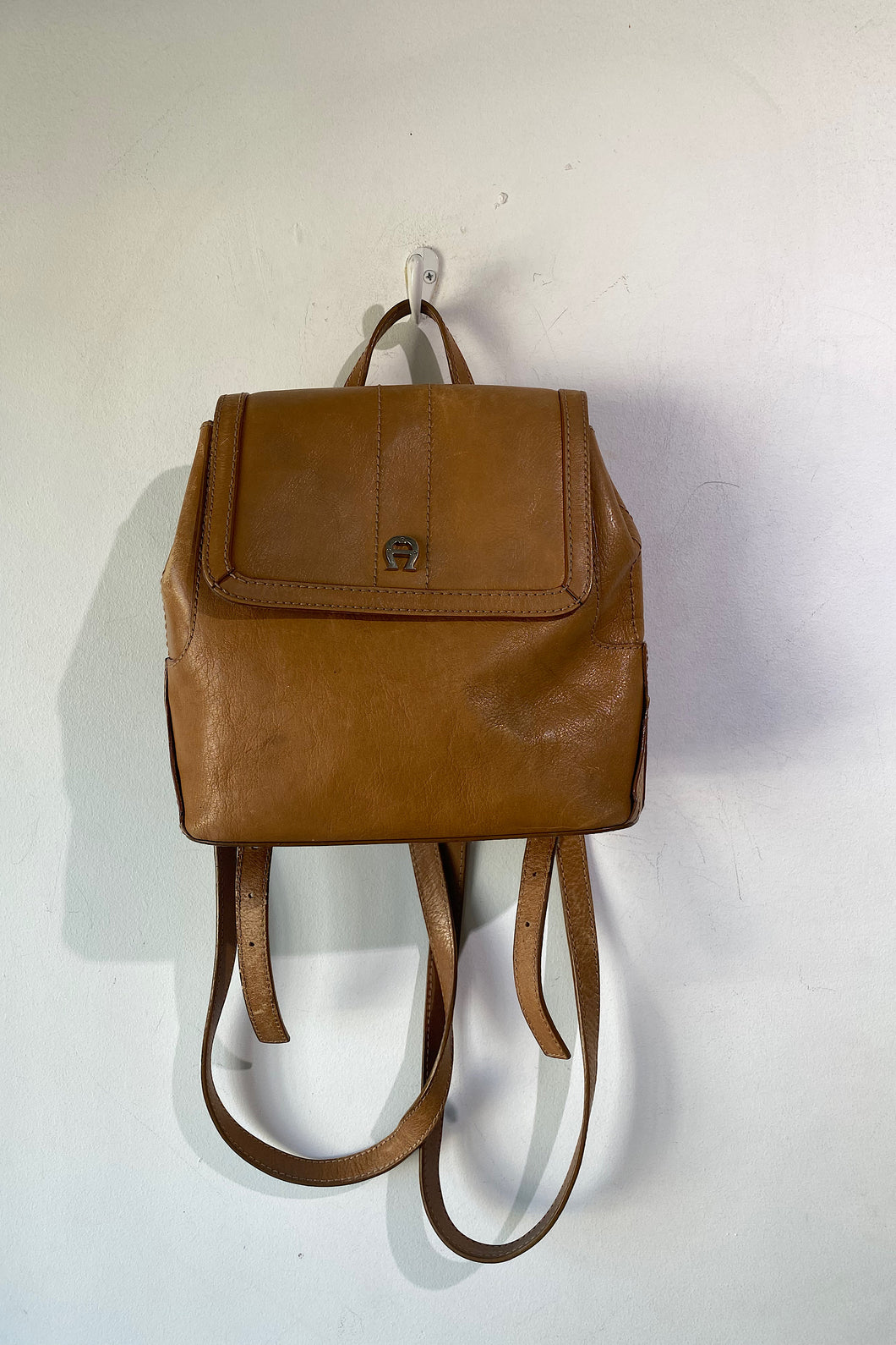 Etienne Aigner Tan Leather Backpack