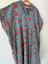 Mille Turquoise Blue and Red Floral Caftan Dress