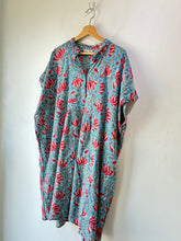Mille Turquoise Blue and Red Floral Caftan Dress