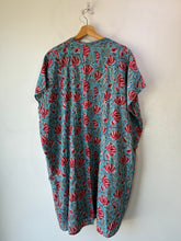 Mille Turquoise Blue and Red Floral Caftan Dress