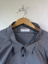 Balenciaga Navy Plaid Check Wide Collared Shirt