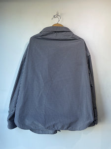 Balenciaga Navy Plaid Check Wide Collared Shirt