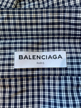 Balenciaga Navy Plaid Check Wide Collared Shirt