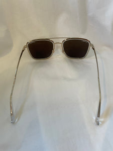 Chanel Silver Frame Pilot Mirrored Sunglasses