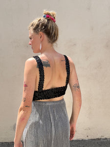 Vintage Black Sequin Embellished Bralette