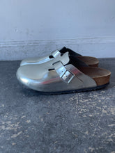 Metallic Silver Birkenstock Boston Slip-on Clogs