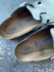 Metallic Silver Birkenstock Boston Slip-on Clogs