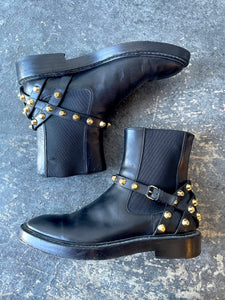 Balenciaga Black Gold Studded Short Boots