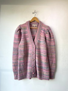 Love Shack Fancy Pink Knit Striped Cardigan