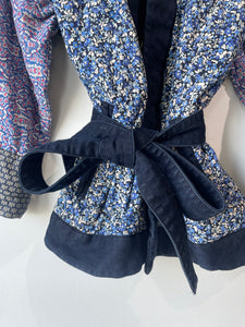 Gap Blue Floral Patchwork Quilt Jacket