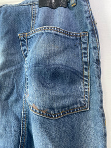 R13 Paint Splatter Drop Crotch Blue Jeans