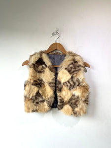 Vintage Checkered Multi-Color Rabbit Fur Vest