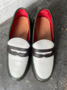 Aime Leon Dore Green White Leather Loafers