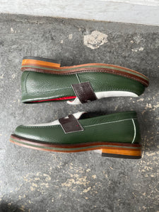 Aime Leon Dore Green White Leather Loafers