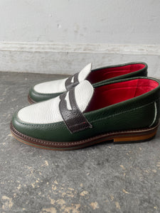 Aime Leon Dore Green White Leather Loafers