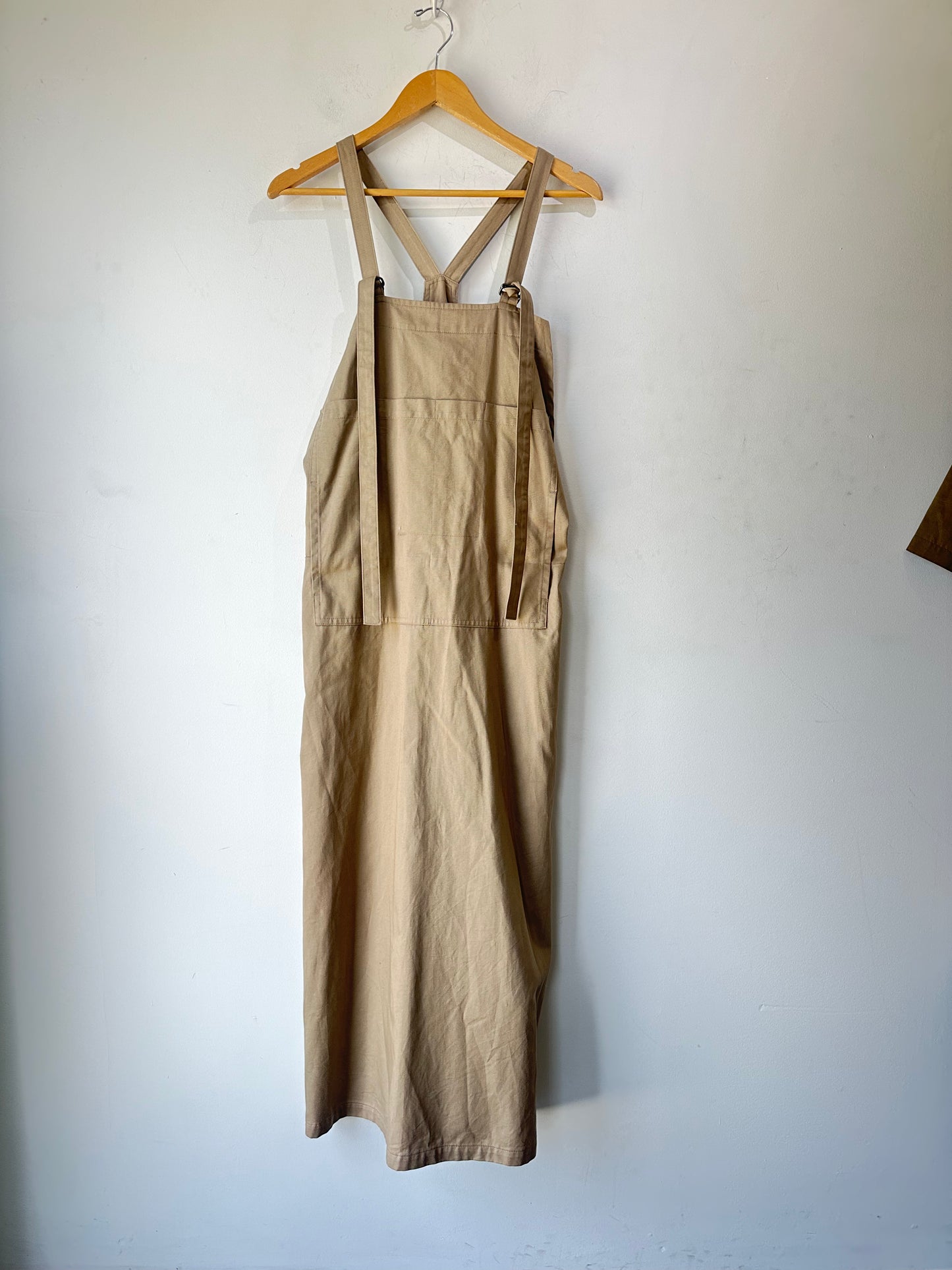 Y's Khaki Smock Dress, apron style dress
