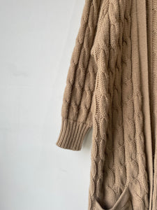 Zoran Tan Cable Knit Cashmere Cardigan