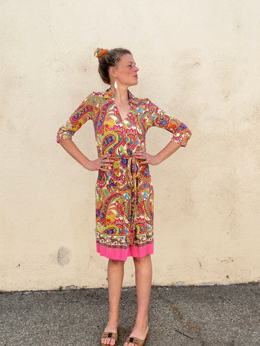 Dolce & Gabbana Pink Paisley Wrap Dress