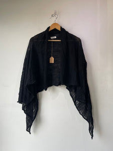 Issey Miyake Plantation Black Knit Cropped Cardigan