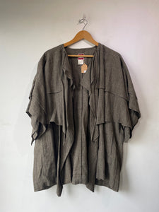 Issey Miyake Brown Linen Ruffled jacket