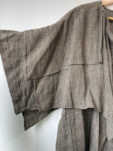 Issey Miyake Brown Linen Ruffled jacket