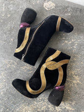 Dries van Noten Black Velvet Gold Horse Hoof Booties